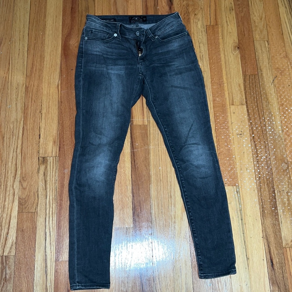 Lucky brand jeans black sash super skinny size 2 26 rare flattering skinny jeans